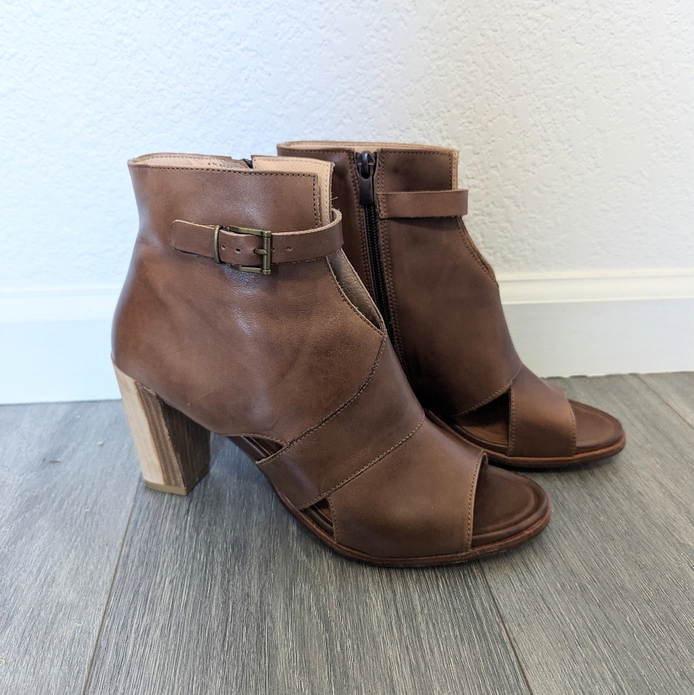 Neosens Brown Gloria Leather Open Toe Ankle Bootie Size 40 EUR, 9.5 US